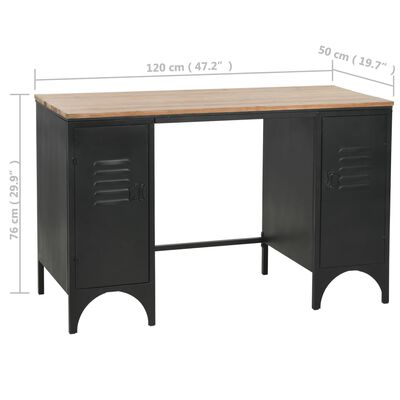 vidaXL Schreibtisch mit Ständer Tannenholz Massiv und Stahl 120x50x76 cm