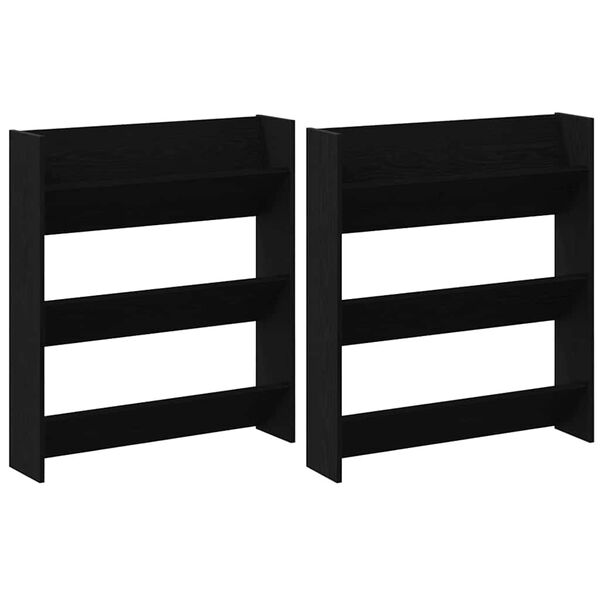 vidaXL Schuhschrank 2 pcs Schwarz Eichen-Optik 85 x 18 x 90 cm