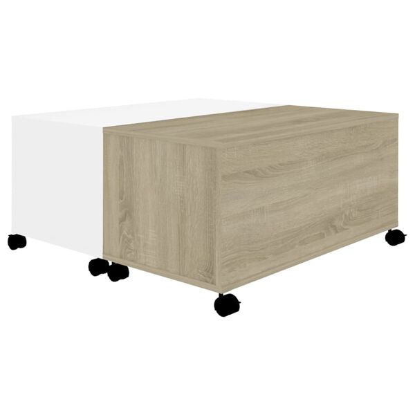 vidaXL Couchtisch Wei&szlig; Sonoma-Eiche 75x75x38 cm Holzwerkstoff