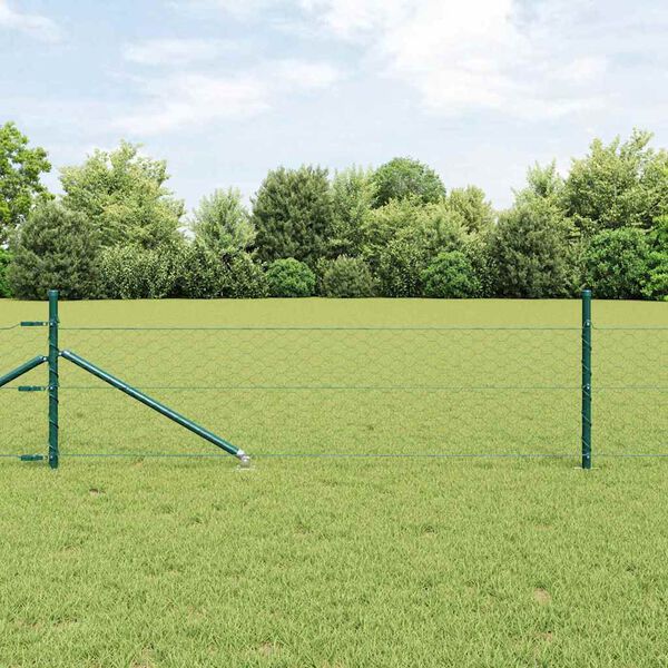 vidaXL Zaunpfosten Gr&uuml;n 10 x 0,5 m (50 mm Maschen) Stahl und PVC