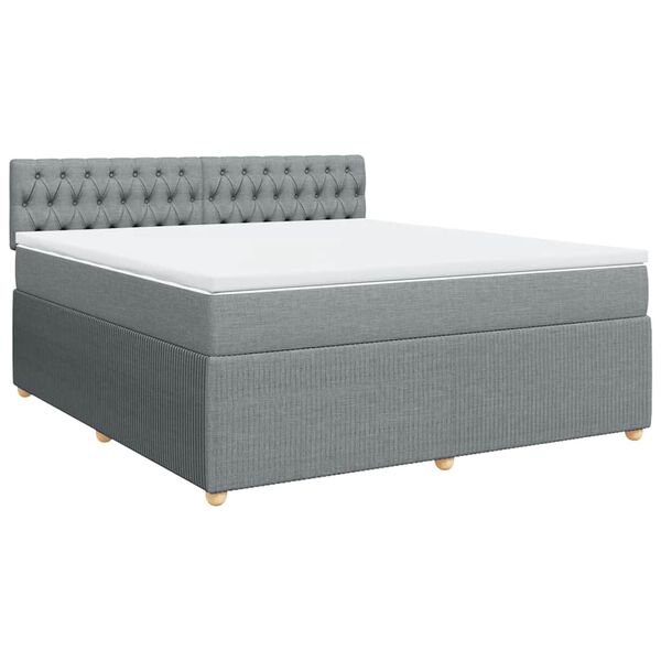 vidaXL Boxspringbett mit Matratze Hellgrau 180x200 cm Stoff