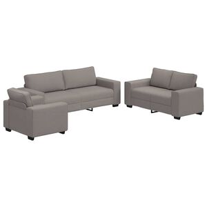 vidaXL 3-teiliges Sofa-Set mit Kissen, taupefarbener Stoff