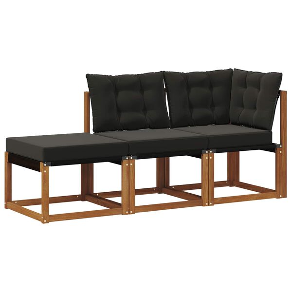 vidaXL Outdoor-Schnittsofa-Einheiten mit Kissen 3 St&uuml;ck Natur