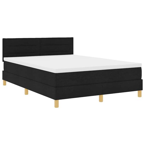vidaXL LED Boxspringbett mit Matratze Schwarz 160 x 200 cm Stoff