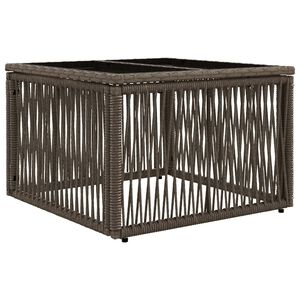 vidaXL Gartentisch Grau und Schwarz 55 x 55 x 37 cm PE Rattan und Glas