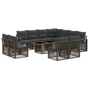 vidaXL Gartensofa-set 12 Stk. Grau und Dunkelgrau Poly-Rattan