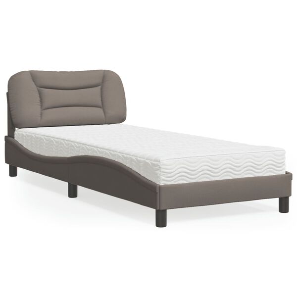 vidaXL Bett mit Matratze "Hvar" Taupe 90x190 cm Stoff