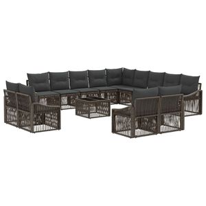 vidaXL Gartensofa-set Verstellbar 14 pcs Grau Poly-Rattan