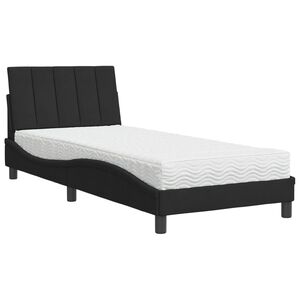 vidaXL Bett mit Matratze "Hanko" Schwarz 90x190 cm Samt