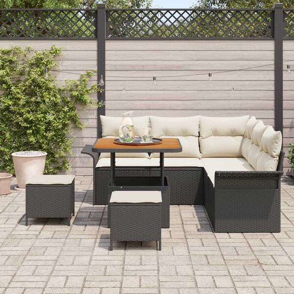 vidaXL Garten-Sofa-Set 8 pcs Schwarz Poly-Rattan