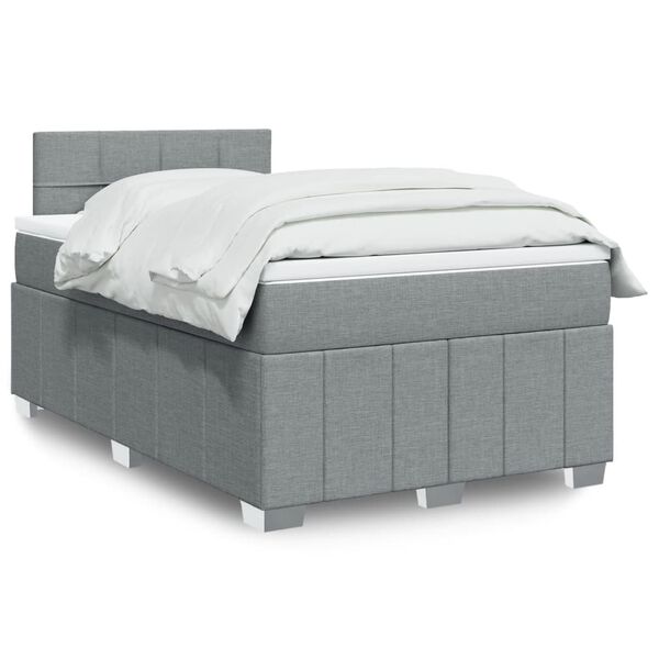 vidaXL Boxspringbett mit Matratze Hellgrau 120x190 cm Stoff