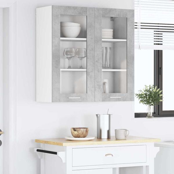 vidaXL H&auml;ngeschrank mit T&uuml;r Beton Grau 80 x 31 x 80 cm Holzwerkstoff