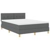 vidaXL LED Boxspringbett mit Kopfteil Dunkelgrau 140 x 200 cm Stoff