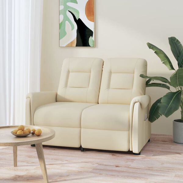vidaXL 2-Sitzer Massagesessel Creme Kunstleder