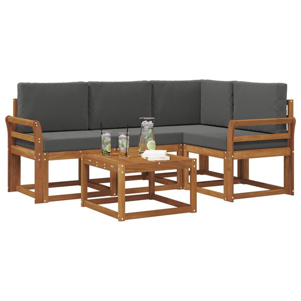 vidaXL Outdoor-Sofagarnitur mit Kissen 5 pcs Natur und Anthrazit