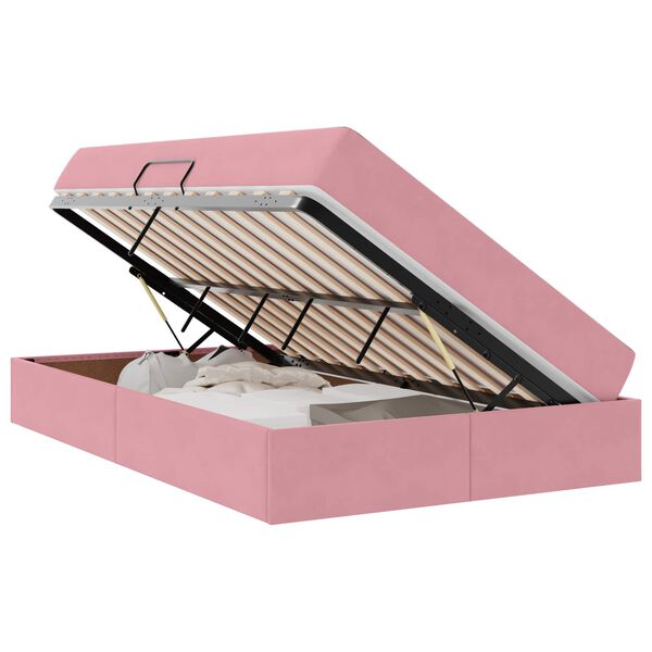 vidaXL Aufbewahrungsbett mit Matratze Rosa 120 x 200 cm Samt
