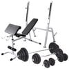 vidaXL Hantelbank mit Ablage, Langhantel und Kurzhantel-Set 120 kg