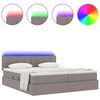 vidaXL Bett mit LED-Lichtleisten mit Kopfteil Taupe 200 x 200 cm Stoff