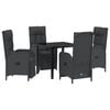 vidaXL Garten Essgruppe mit Kissen 5 pcs Schwarz Poly-Rattan