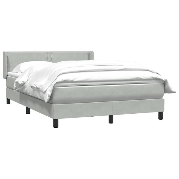 vidaXL Boxspringbett mit Matratze Hellgrau 140x210 cm Samt