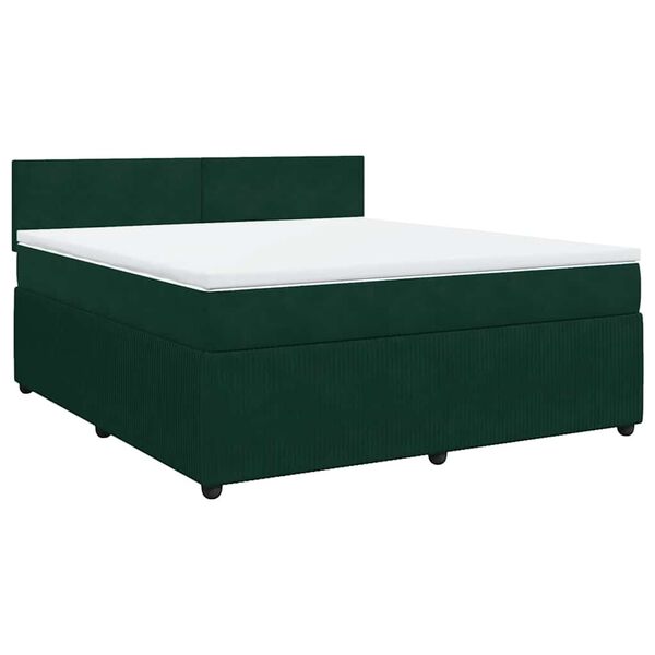 vidaXL Boxspringbett mit Matratze Dunkelgr&uuml;n 180x200 cm Samt