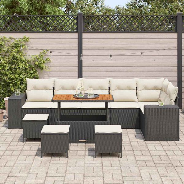 vidaXL Garten-Sofa-Set 10 pcs Schwarz Poly-Rattan