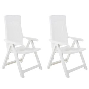 vidaXL 2 St&uuml;ck verstellbare Klappst&uuml;hle aus Kunststoff, wei&szlig;