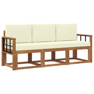vidaXL Outdoor-Sofagarnitur mit Kissen 3 pcs Natur und Creme