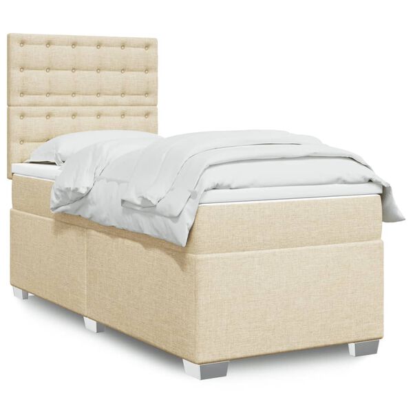 vidaXL Boxspringbett mit Matratze Creme 80x200 cm Stoff