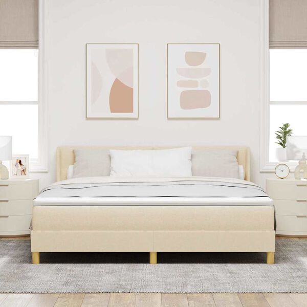 vidaXL Boxspringbett mit Matratze Creme 200 x 180 cm Polyester