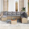 vidaXL Garten-Sofa-Set mit Kissen 9 pcs Beige Poly Rattan