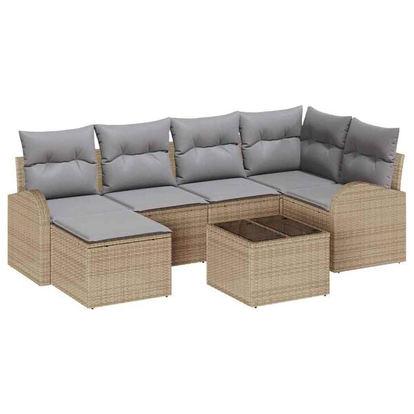 vidaXL Gartensofa-set 7 pcs Beige Poly-Rattan