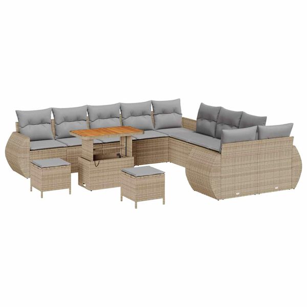 vidaXL Garten-Sofa-Set mit Kissen 13 pcs Beige und Hellgrau