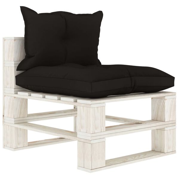 vidaXL 6-tlg. Garten-Lounge-Set Paletten mit Kissen in Schwarz Holz