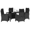 vidaXL Garten Essgruppe mit Kissen 5 pcs Schwarz Poly-Rattan