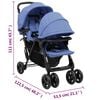 vidaXL Tandem-Zwillingskinderwagen Marineblau Stahl