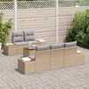vidaXL Garten-Sofa-Set mit Kissen mit Speicher 6 pcs Beige Poly Rattan