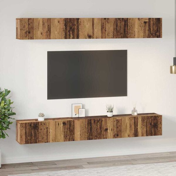 vidaXL TV-Schrankset Wandmontiert 6 pcs Altholz Holzwerkstoff