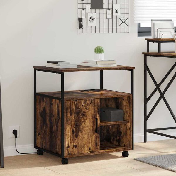 vidaXL Schrank mit Ladestation Ger&auml;ucherte Eiche 61 x 46 x 67 cm