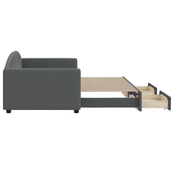 vidaXL Tagesbett Ausziehbar mit Schubladen Dunkelgrau 90x200 cm Stoff