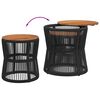 vidaXL Garten-Beistelltische 2 Stk. mit Holzplatte Schwarz Poly Rattan