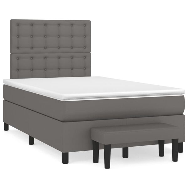 vidaXL Boxspringbett mit Matratze Grau 120x190 cm Kunstleder