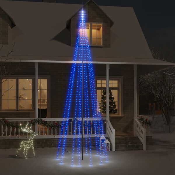 vidaXL LED-Weihnachtsbaum f&uuml;r Fahnenmast Blau 732 LEDs 500 cm