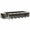 vidaXL 17-tlg. Garten-Essgruppe mit Kissen Braun Poly Rattan