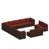 vidaXL 13-tlg. Garten-Lounge-Set mit Kissen Braun Poly Rattan
