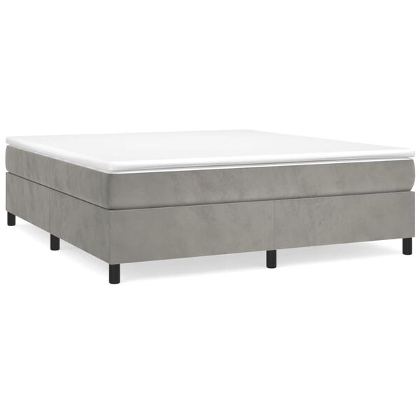 vidaXL Boxspringbett mit Matratze Hellgrau 200x200 cm Samt