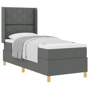 vidaXL Boxspringbett mit Kopfteil Dunkelgrau 80 x 200 cm Stoff