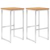 vidaXL Barhocker 2 Stk. Massivholz Teak und Edelstahl