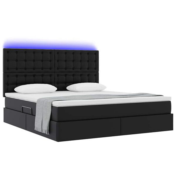 vidaXL Bett mit Stauraum und LED Schwarz 160 x 200 cm Kunstleder