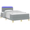 vidaXL LED Boxspringbett mit Matratze Hellgrau 120 x 190 cm Stoff